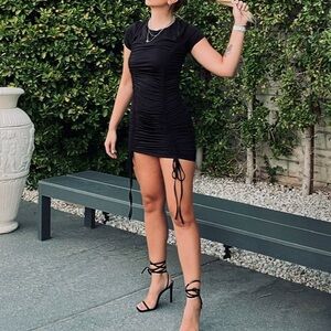 Black ruched going out dress